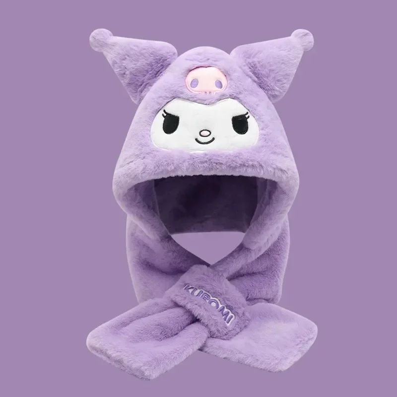 Children's Hat Scarf Integrated Winter Warm Boy and Girl Plush Cartoon Ear Protection Hat Gloves New Model
