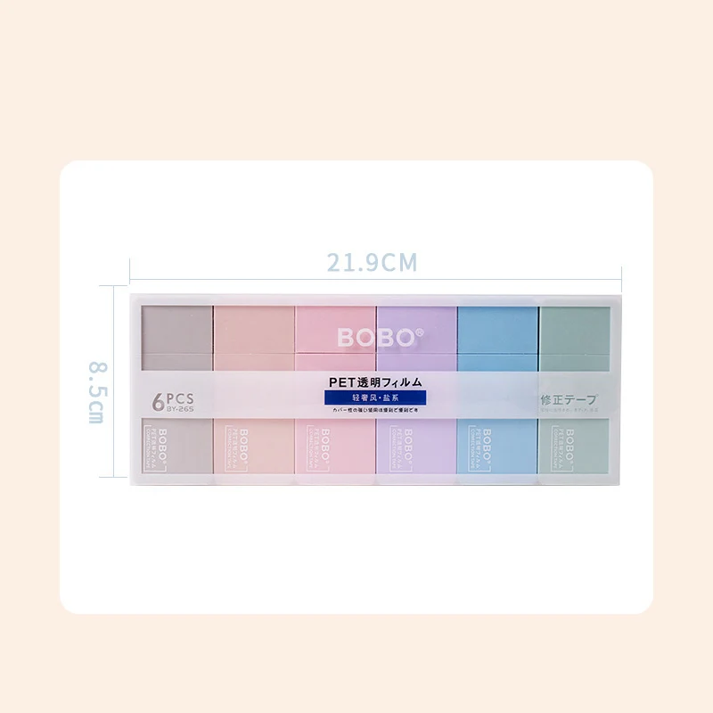 6-Piece Kawaii Correction Tape Set MultiColor Error Erasers for Students Must-Have Back to School Stationery Correction Supplies