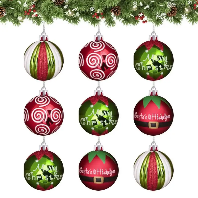 

Рождественский шар, Рождественское украшение, гальванизированный пластиковый шар, 9 шт., мяч ручной росписи, набор украшений для елки, подвеска, украшение для дома