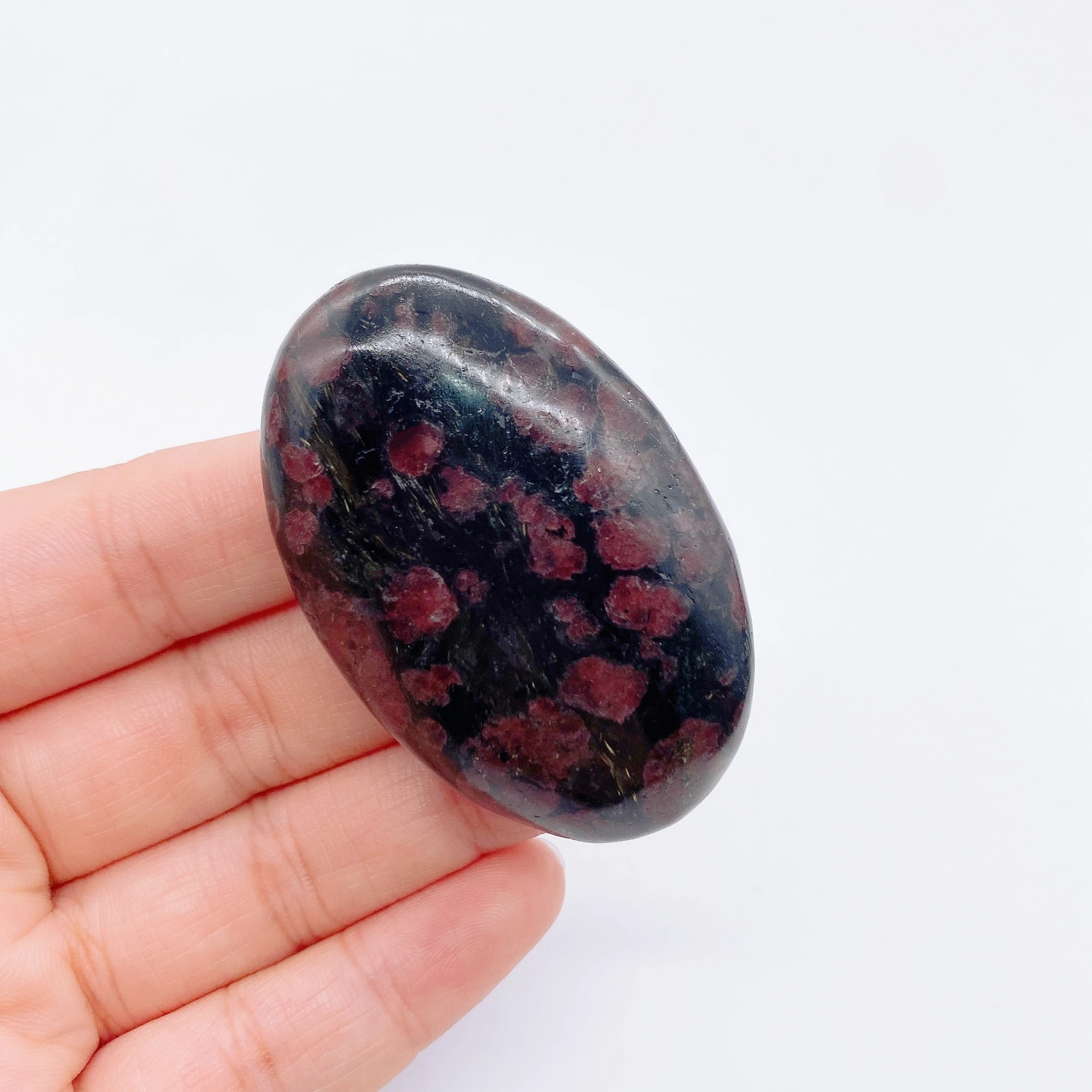 Natural Garnet Quartz Pocket Palm Crystal Stone Thumb Toy Hot Compress Crafts Healing Health Family message tool Home Decor 4