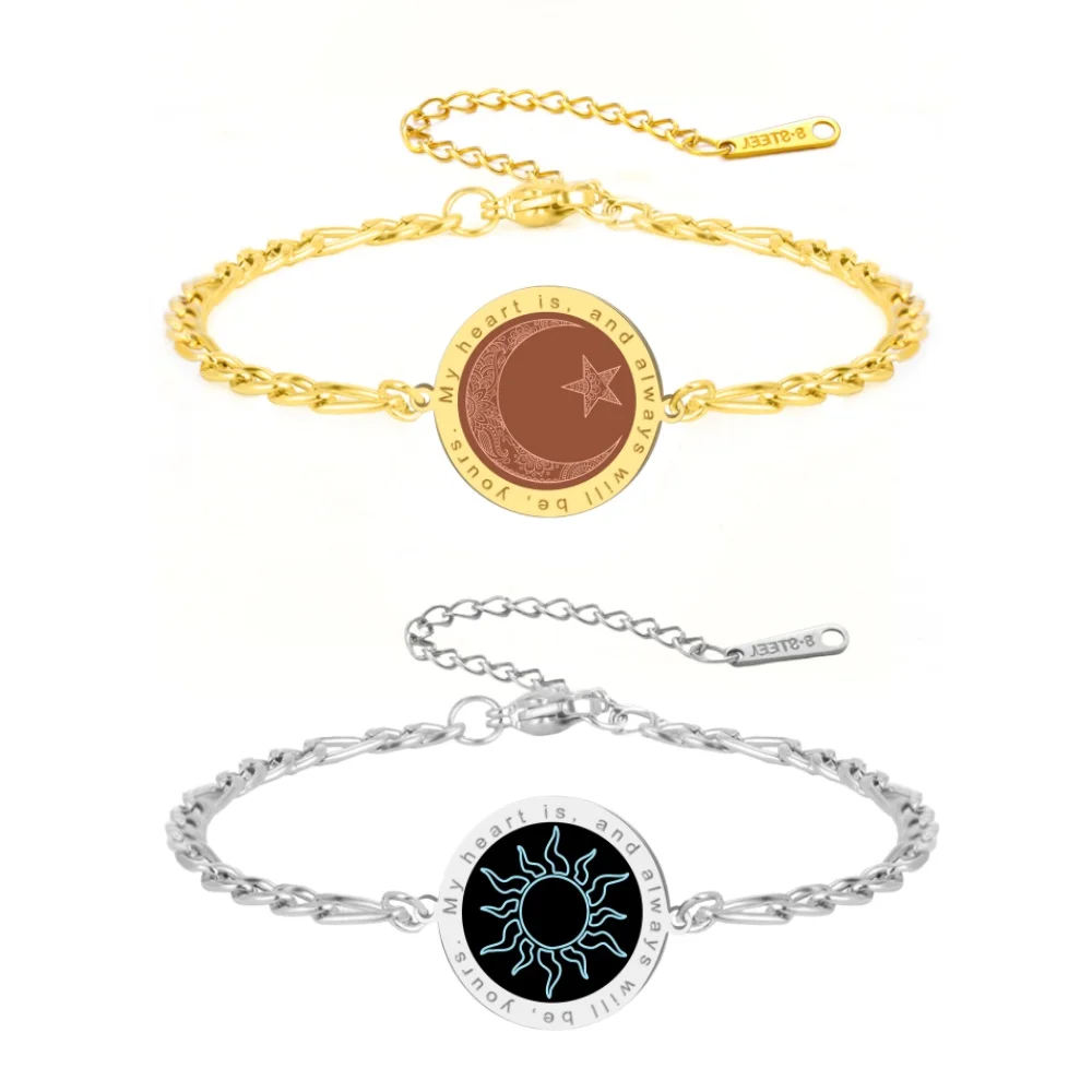 Jeshayuan Sun Moon Star Couple Bracelet My Heart is and Always Will Be  Yours Bracelet For Girlfriend Boyfriend Anniversary Gift - AliExpress 36