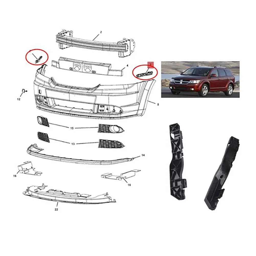 

Bracket LH+RH Front Bumper Bracket Pair For 2010 2020 For Dodge Journey Interchange Part Number 5178410AD 5178411AD