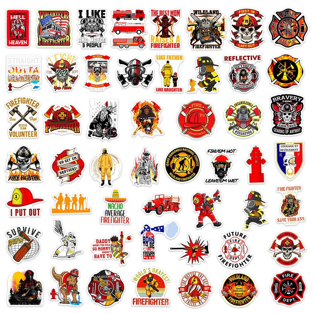 10/30/50pcs Firefighter Style Cartoon Stickers Brave Fireman Fire Trucks Decals for Phone Guitar Diary Sticker Kids Toys cartoon stickers decorative stickers self adhesive stickers custom stickers stationery stickers anime stickers paper stickers adhesive stickers decorative labels stickers animal stickers