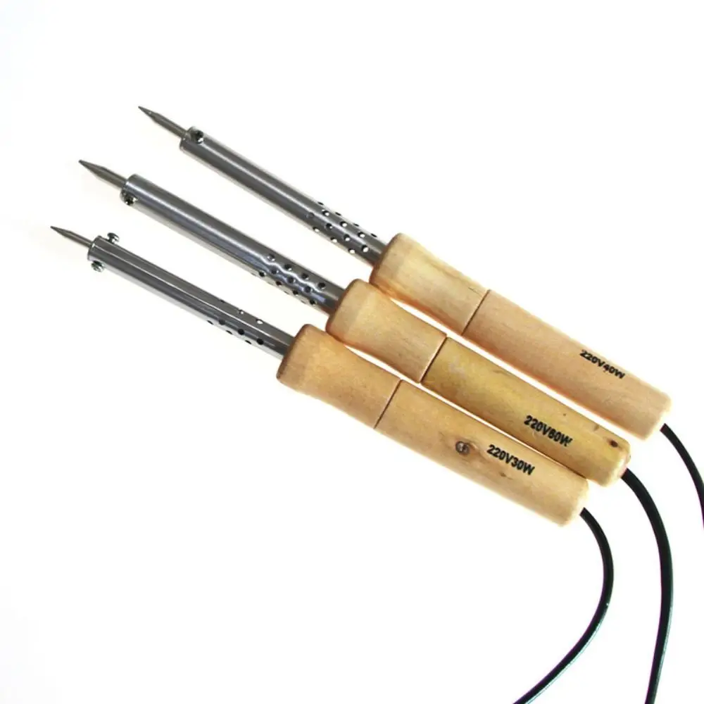 220V Adjustable Temperature Electric Solder Iron 30W/40W/60W/80W/100W Wooden Handle Soldering Iron Rework Statian Welding Tool