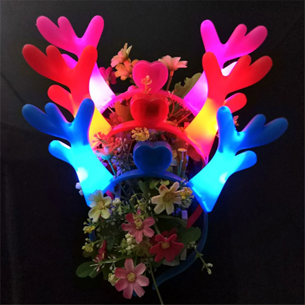 

Led Christmas Antler Headwear for Women Girls Glowing Elk Horn Hair Clip Christmas Gift Elk Headwear with Lights Party Decor