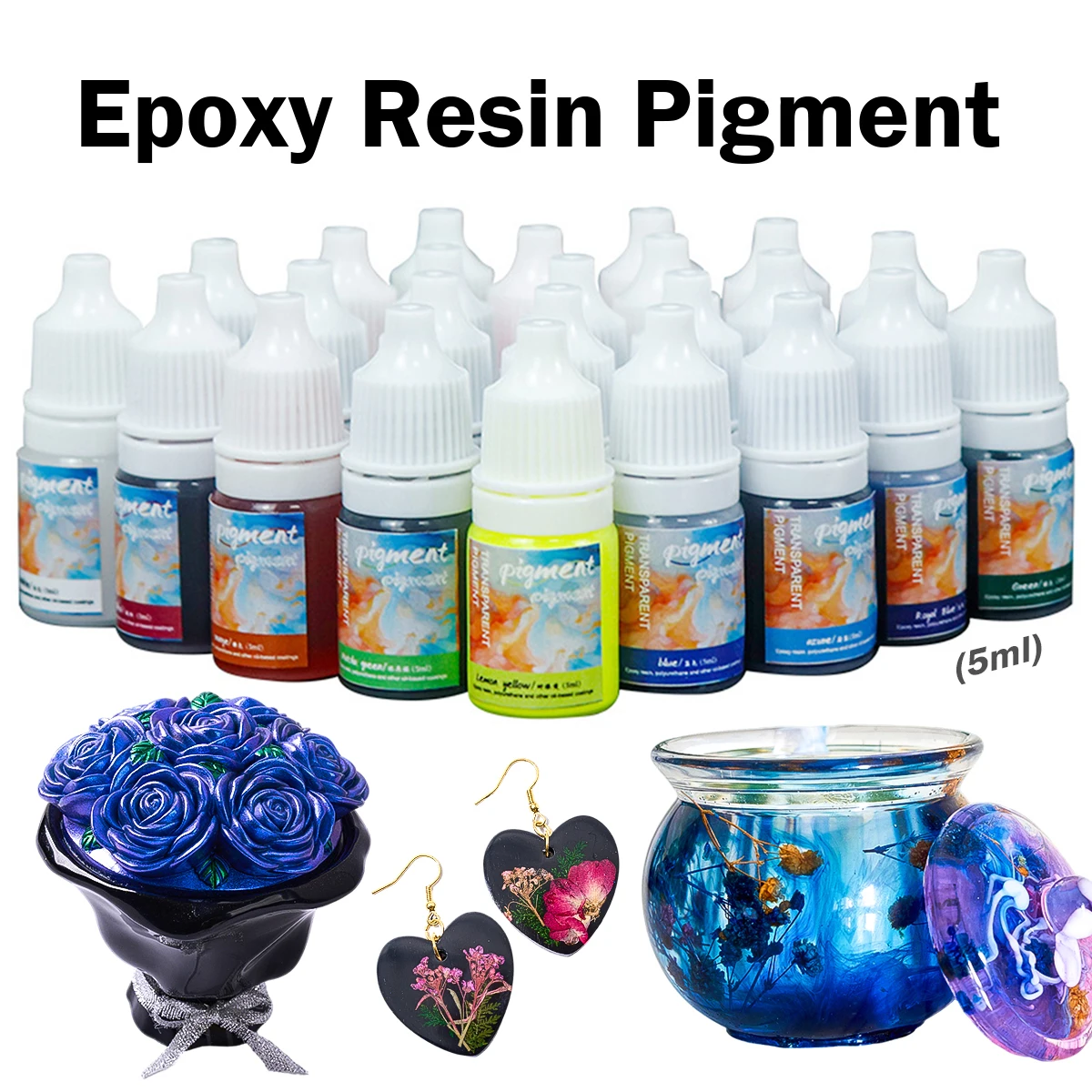24-Color Epoxy Resin Paint Pigment Set - Concentrated Liquid Dye for UV Resin Coloring and DIY Jewelry Art Crafting