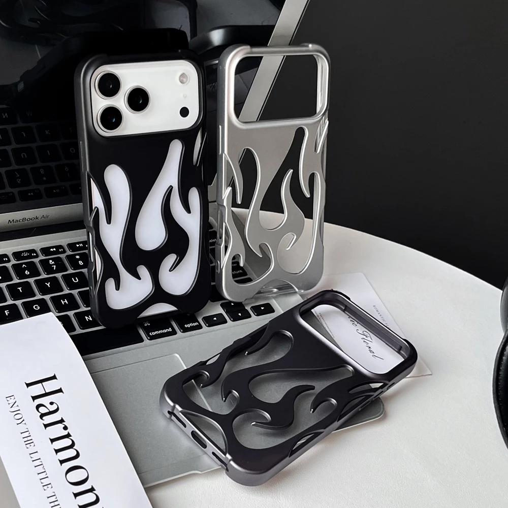 Hohle Handyhülle mit 3D-Flammenmuster für iPhone 17, Air 16, 15, 14, 13, 12, 11 Pro Max Plus, schlanke, stoßfeste Rückseite, modisches weiches TPU – Detail 2