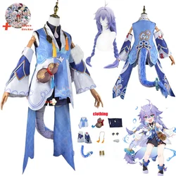 Game Honkai Star Rail Bailu Cosplay Costume Wig Set Halloween For Woman Clothes