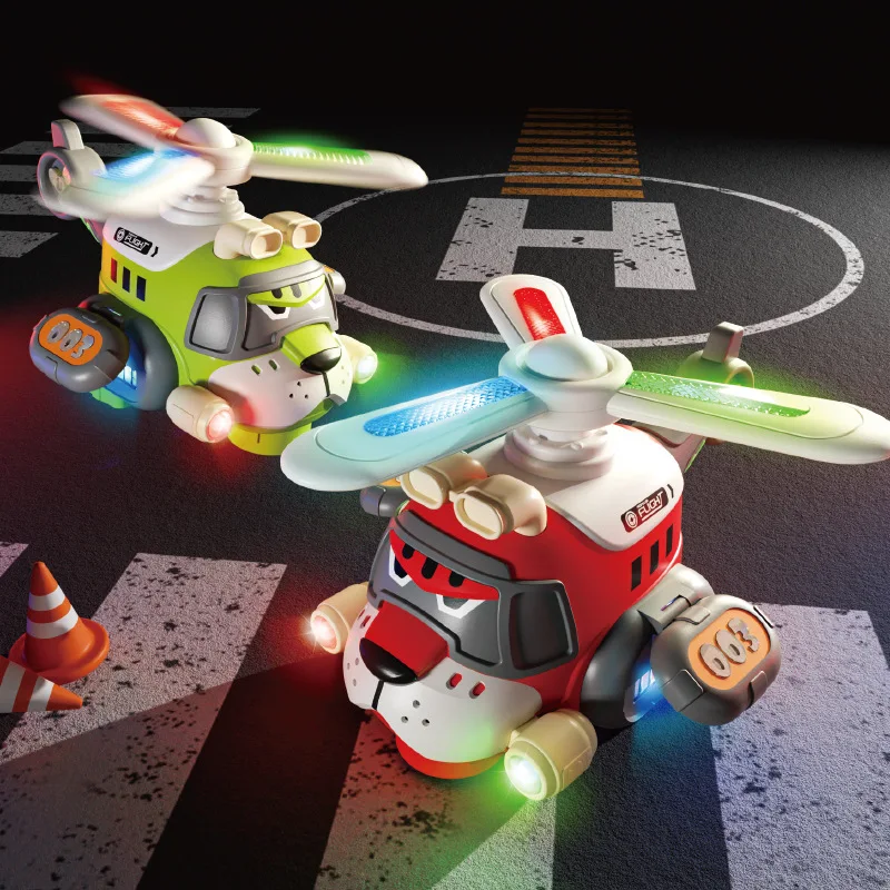 Rotating Tiger with Light Electric Airplane Toddler Cartoon Toys With Sounds Children's Toy Helicopter for Boys Birthday Gifts