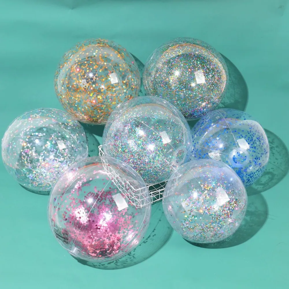 40/60cm Inflatable Glitter Beach Ball Summer Water Ball Sequin Beach Balls for Summer Swimming Pool Party Toys for Kids Adult 6