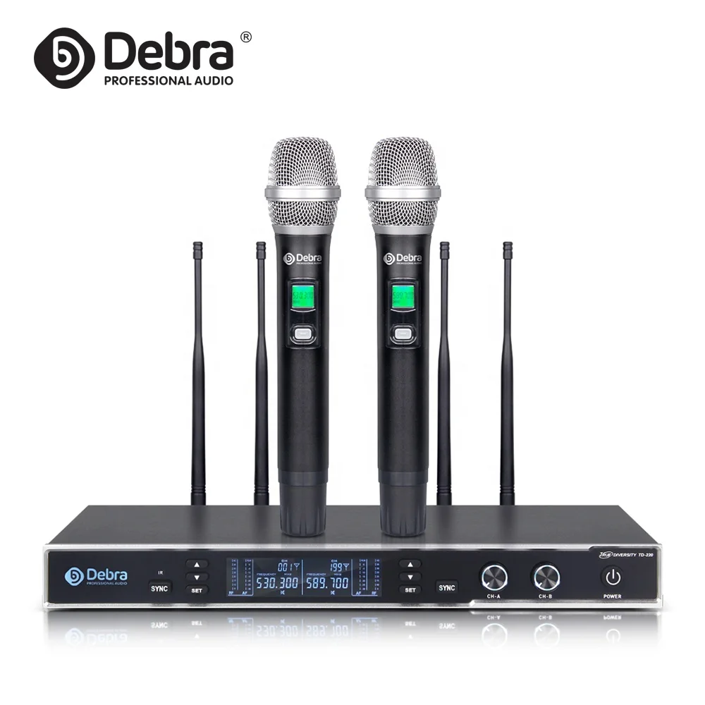 

Debra Audio TD-220 True Diversity UHF dual channel wireless microphone system 150M range for stage karaoke conference speech