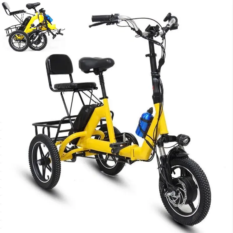 

Three-wheel Foldable Electric Bike Removable Battery 350W 48V Electric Bicycle Adult 3 Wheels 14 Inch Portable Pedal Tricycle