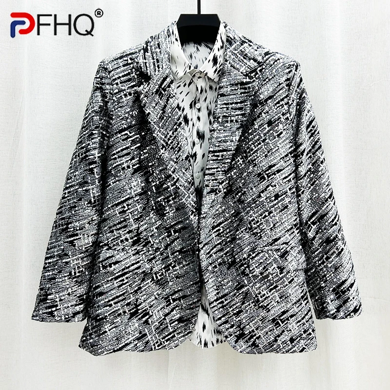 

PFHQ Men's New Personalized Blazers Heavy Industry Design Embroidered Shining Bead Sheet Haute Quality Suit Coat Spring 21Z4043