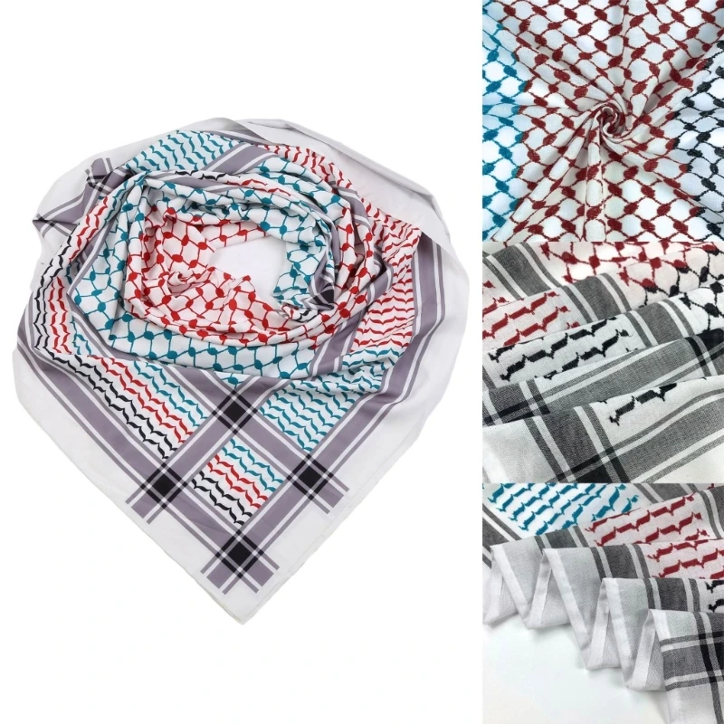 

Geometric Jacquard Arab Keffiyeh Shemagh Square Scarf Lightweight Neck Warmer Desert Scarves Shawl Headwrap for Camping DXAA