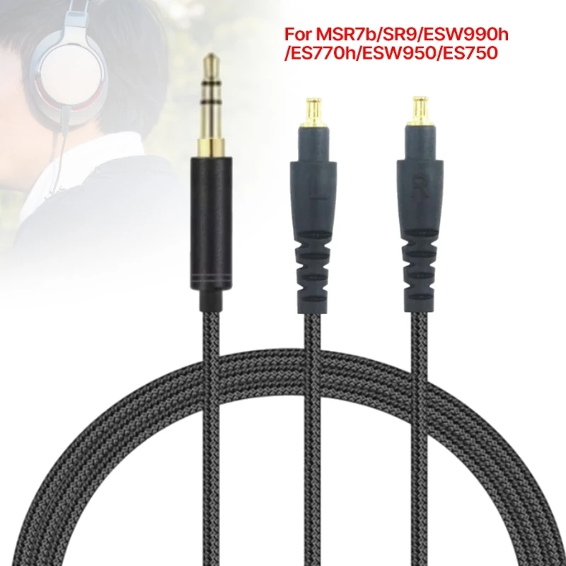 

Headphone Cable for MSR7b/SR9/ESW990h/ ES770h/ESW950/ES750 Headphones Nylon Braided Wire A2DC Terminals
