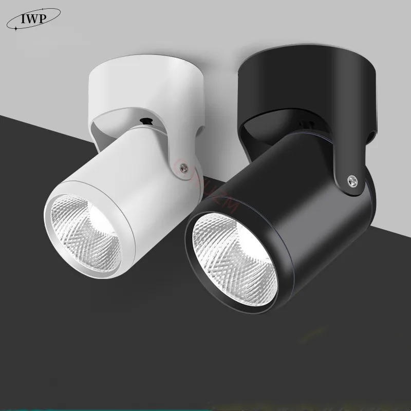 Dimmable Rotating LED Downlights White Black Surface Mounted Adjustment COB AC85-265V 7W 10W 12W 15W LED Ceiling Lamp Spot light