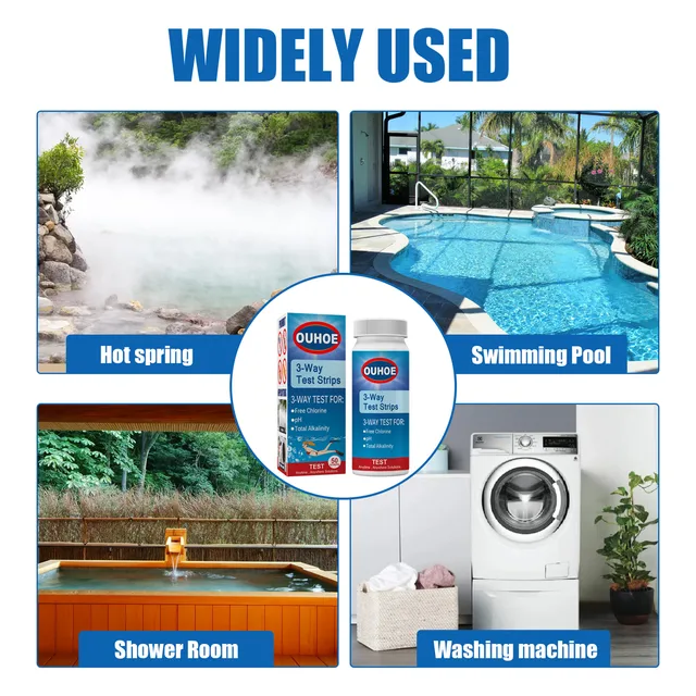 Úszómedence Víztesztcsíkok 3-In-1 Ph Tesztelő Készlet 50 Szalagos Otthoni Víz Tisztaságú Tesztcsíkok Akvárium Jól - Image 4