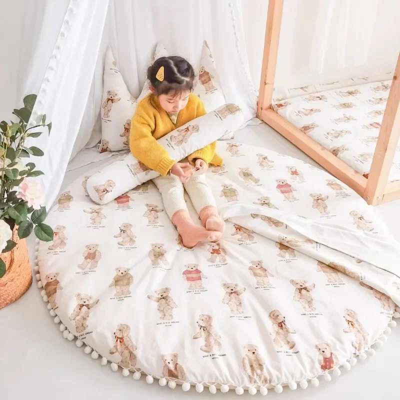 ins-little-bear-children's-floor-cushion-soft-pad-household-thickened-round-baby-folding-crawling-pad-baby-crawling-pad-bedroom