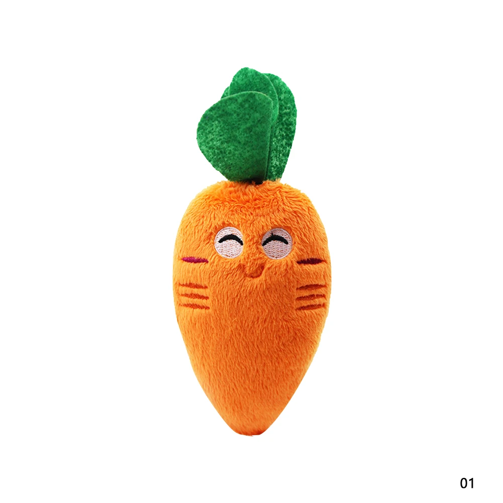 Pet-Friendly Cartoon Fruit Animals Plush Chew Toy with Squeaker