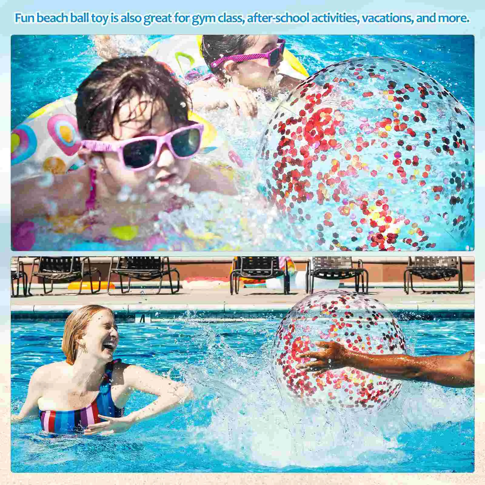 Ballon de plage à paillettes pour enfants, confettis, grand jouet de plage,  faveur de fête à la piscine, clair, IkFor, Iatable, 16 po - AliExpress
