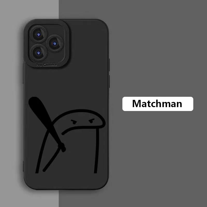 thumbnail image 1 of Cute Cartoon Matchman Phone Case For iPhone 14 Pro Max Cases iPhone 13 12 11 XS Max XR X 7 8 Plus 14 Shockproof Matte Soft Cover, 1 of 5