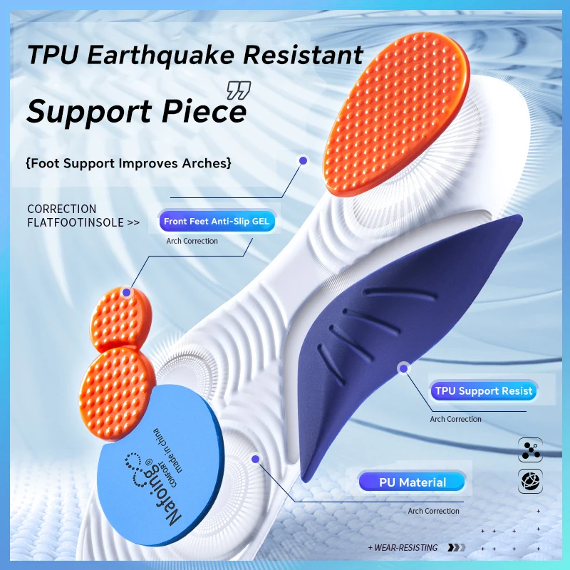 Sport Insoles for Shoes Sole Shock Absorption Deodorant Breathable Cushion Running Insoles for Feet Man Women Orthopedic sport insoles