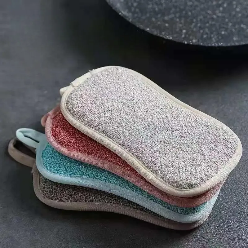 

Super Absorbent Microfiber Double Sided Scrub Sponge for Dishwashing Kitchen Bathroom Clean Cloth Eraser Magic Sponge