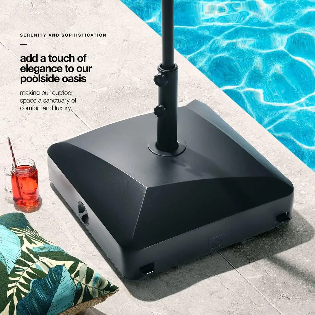 Umbrella Base - Fillable Umbrella Pole Holder 2 Knobs, with Heavy Duty Windproof Design  4 Wheels , 2 Locks, Holds 125 lbs