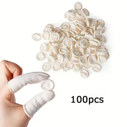 Pack of 100 Non - Slip Anti - Static Latex Finger Cots - Durable Disposable Fingertip Protectors (White - 100pcs)