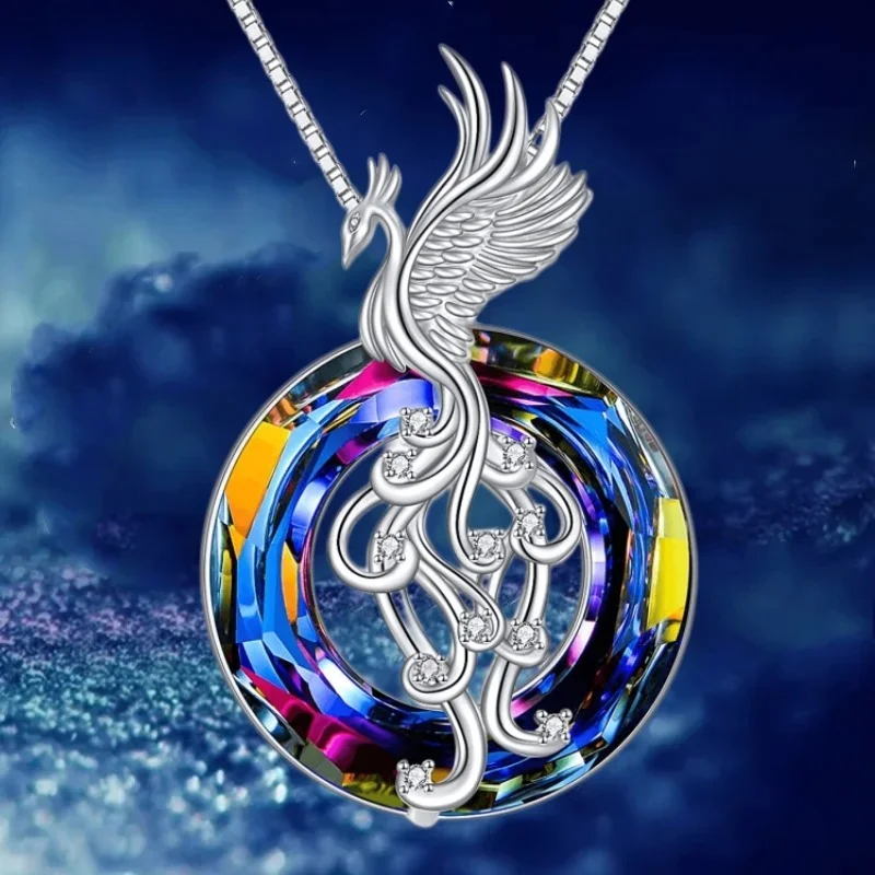European and American fashion Phoenix Firebird Necklace for Women Gold Classic Color Crystal Bird Pendant Charm Animal Jewelry