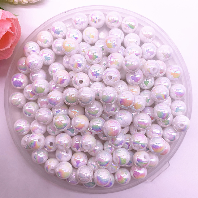 4-14mm AB Color Round Acrylic Beads Loose Spacer Beads For Jewelry Making DIY Bracelet Accessories