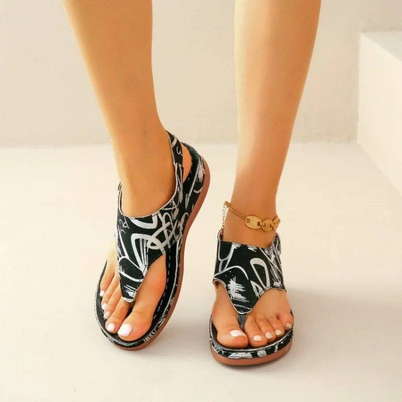 Women Sandals Orthopedic Wedge Heels Summer Fashion Buckle for Beach Flip Flops