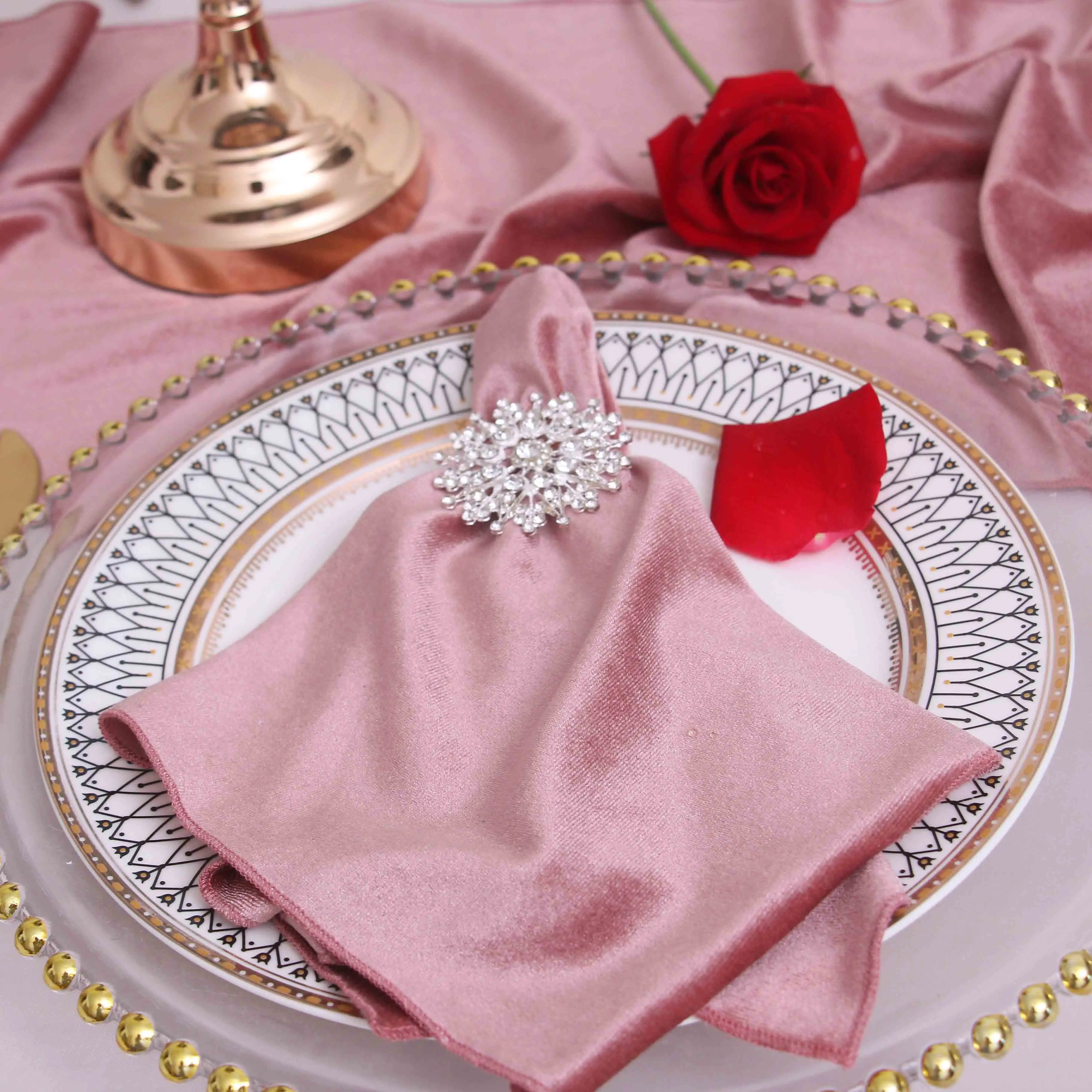 Description Picture 2 of itemNP014 custom made 10pcs/lot wedding 40cm*40cm burgundy dark green dusty pink gold royal blue without buckle velvet table napkin