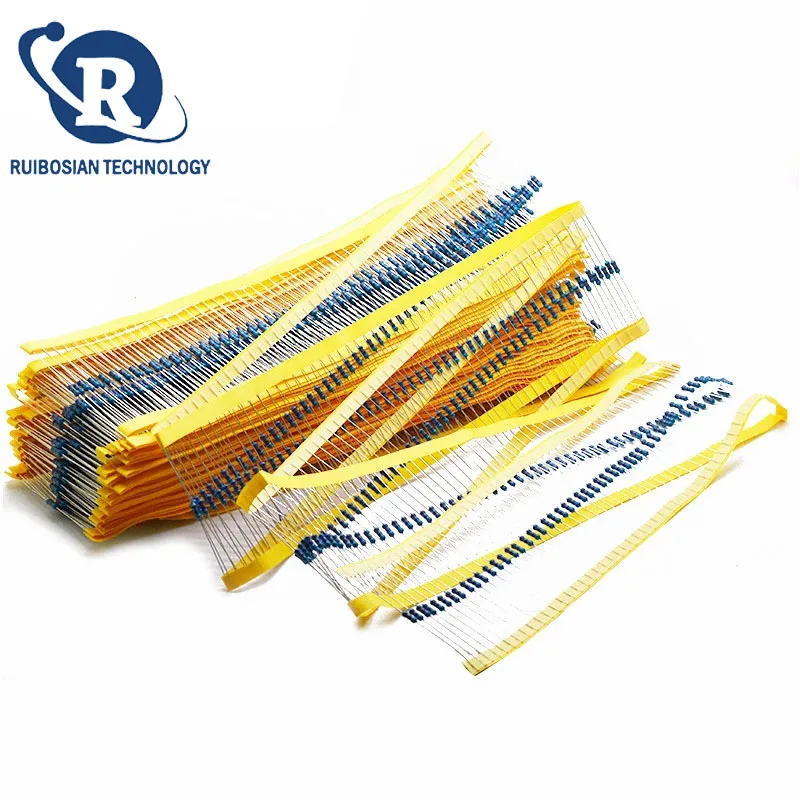 100pcs 1/4W 1% Metal film resistor 1R~10M 100R 220R 1K 1.5K 2.2K 4.7K 10K 22K 47K 100K 100 220 1K5 2K2 4K7 ohm resistance