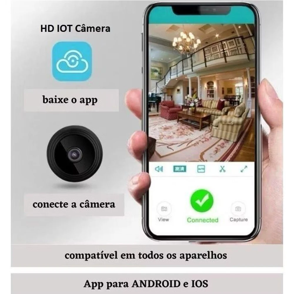 Kit com 4 Câmeras de Segurança HD com Conexão via App, Visão Noturna e Detecção de Movimento para Proteção Residencial e Comercial - Imagem 2