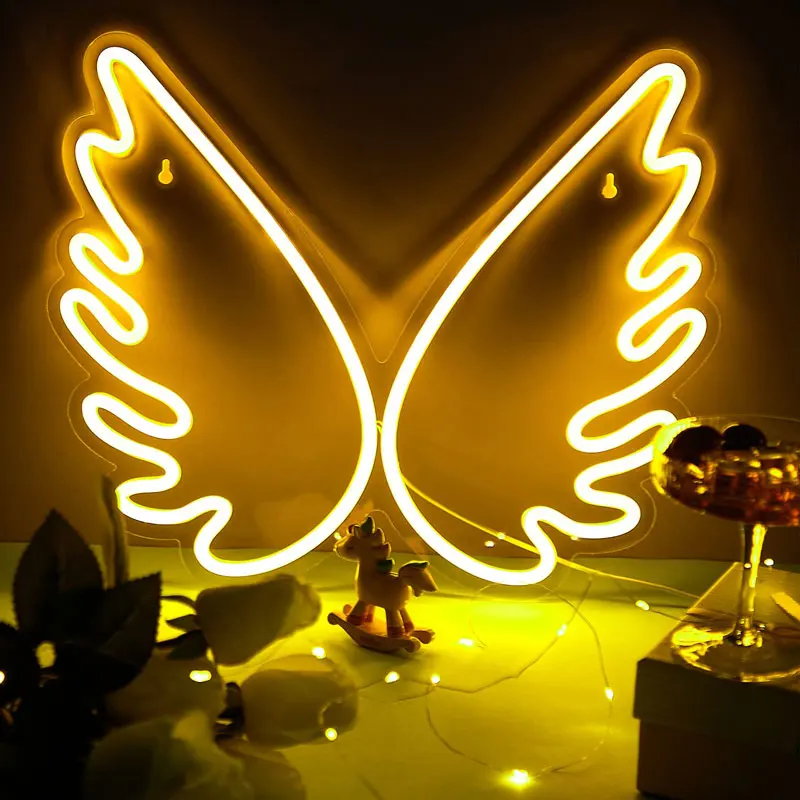 

Neon Signs Wing LED Neon Night Light Art Wall Decor Gift for Girl Bedroom Decorations Christmas Birthday Party Wedding Bar Wall