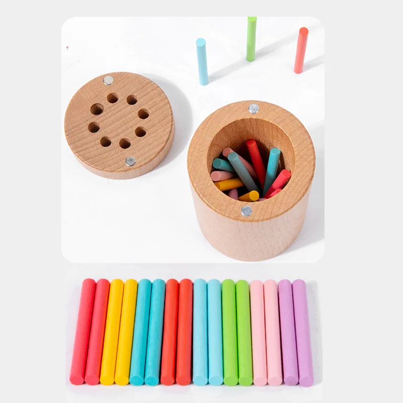 Children's Wooden Magnetic Color Stick Classification Box Teaching Aid Color Cognition Matching Game Educational Toys For Kids 4