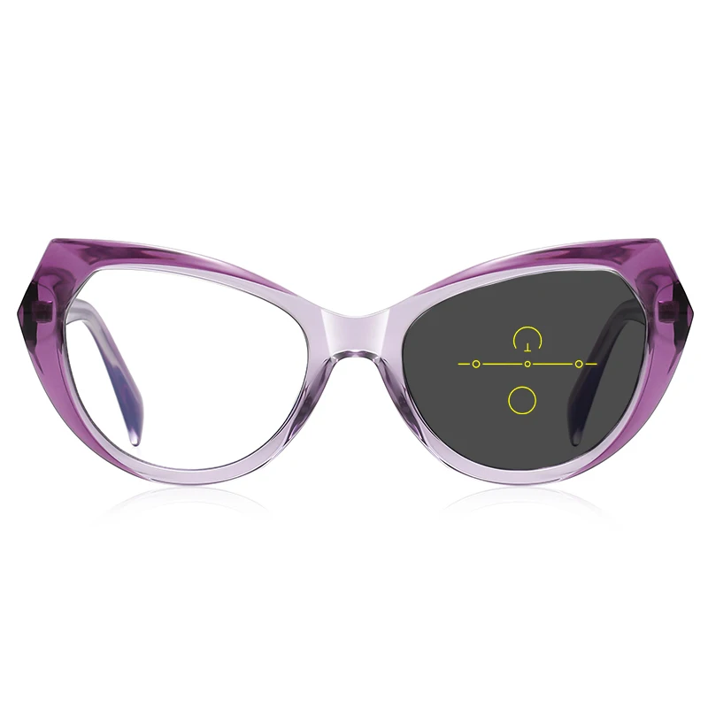 Women's Eyewear Cat Eye Design Multi-focal Progressive Anti-blue Light Glasses Can Be Customised 2163