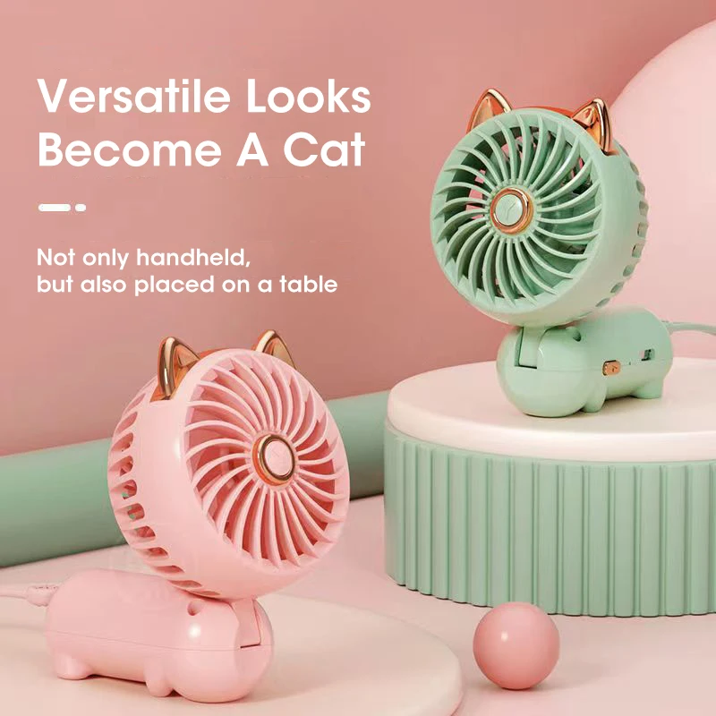 

2023 New Portable Mini Fan USB Rechargeable Handheld Fan Student Summer Cute Small Fan Folding Desktop Quiet Fan Office Home