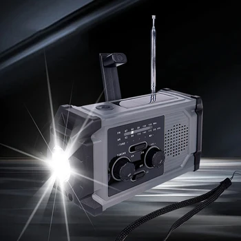 200mAh Emergency Solar Power Radio with Hand Crank Charging AM/FM Multi-Band LED Flashlight & Power Bank Functionality 2