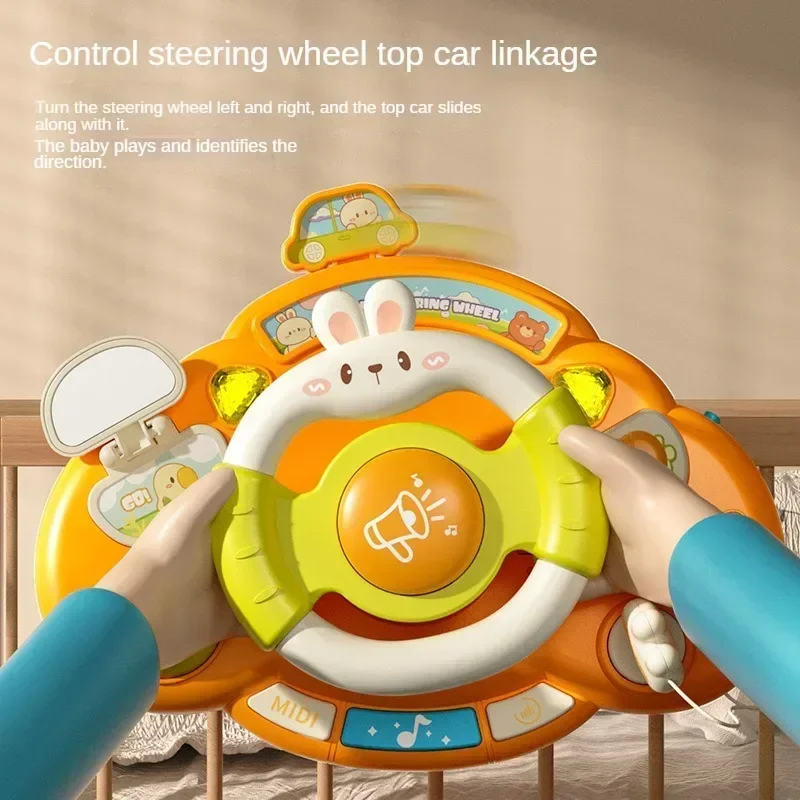 Baby Toy Electric Simulate Driving Car Steering Wheel Stroller Driving Cartoon Bunny Early Educational Toys for 0-36M Toddler 6