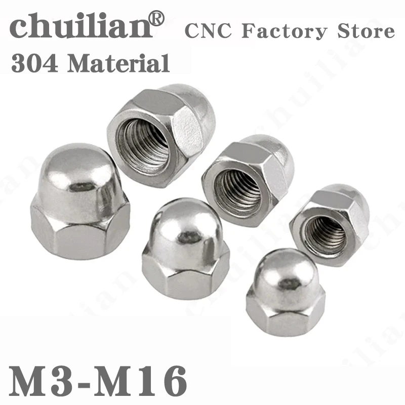 Acorn Nuts M3 M4 M5 M6 M8 M10 M12 M14 M16 304 Stainless Steel Decorative Cap Blind Nuts Caps