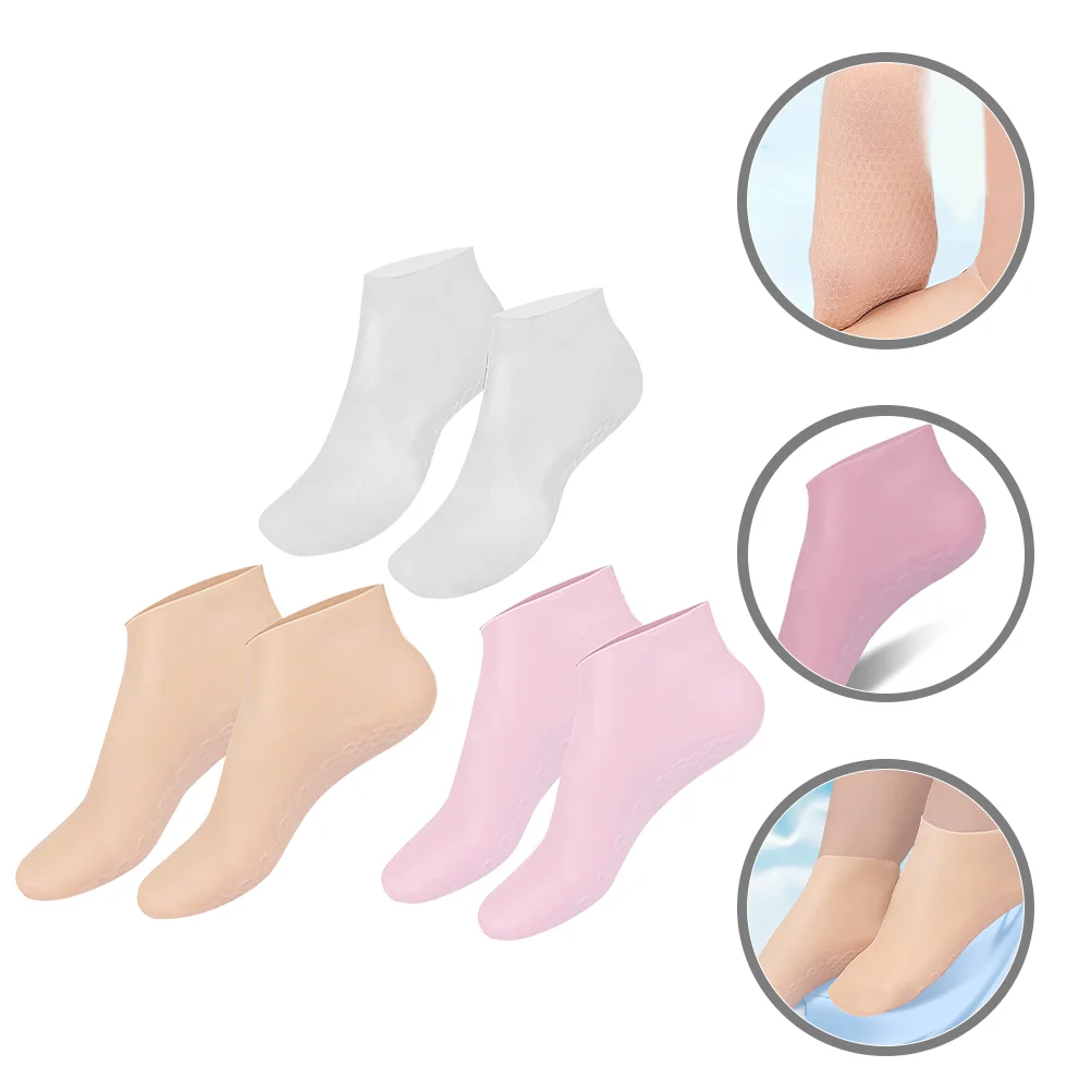 

3 Pairs Moisturizing Socks Foot Care Cracked Feet Women Skin Friendly Overnight Moisture Sebs Miss Mask Gel
