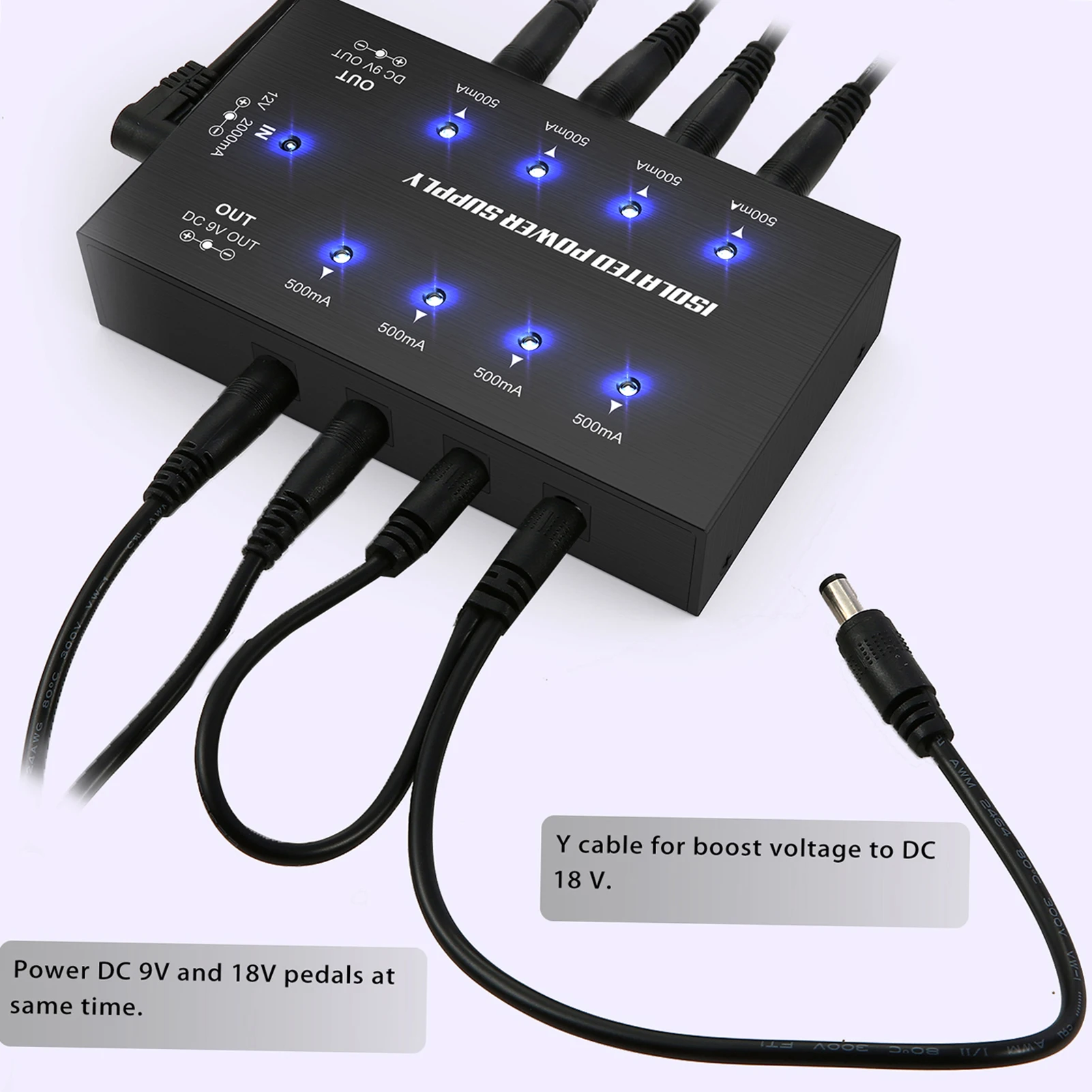 Compact Size Guitar Effect Power Supply 8 Isolated Dc Outputs For 9v