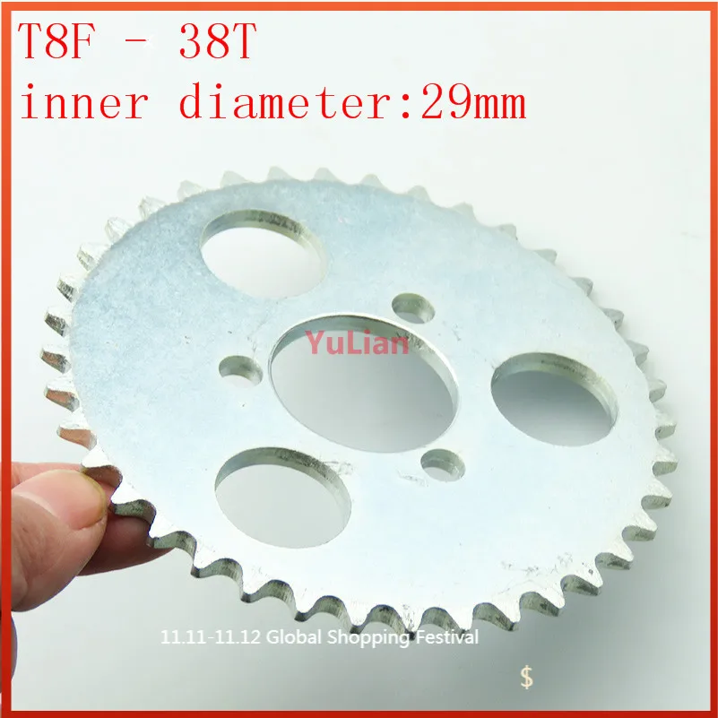 

T8F-38T Задняя звездочка 29 мм Серебристая 38 зубьев для минимопеда 43cc 49cc скутера 2-тактный двигатель карманный велосипед мини квадроцикл ATV
