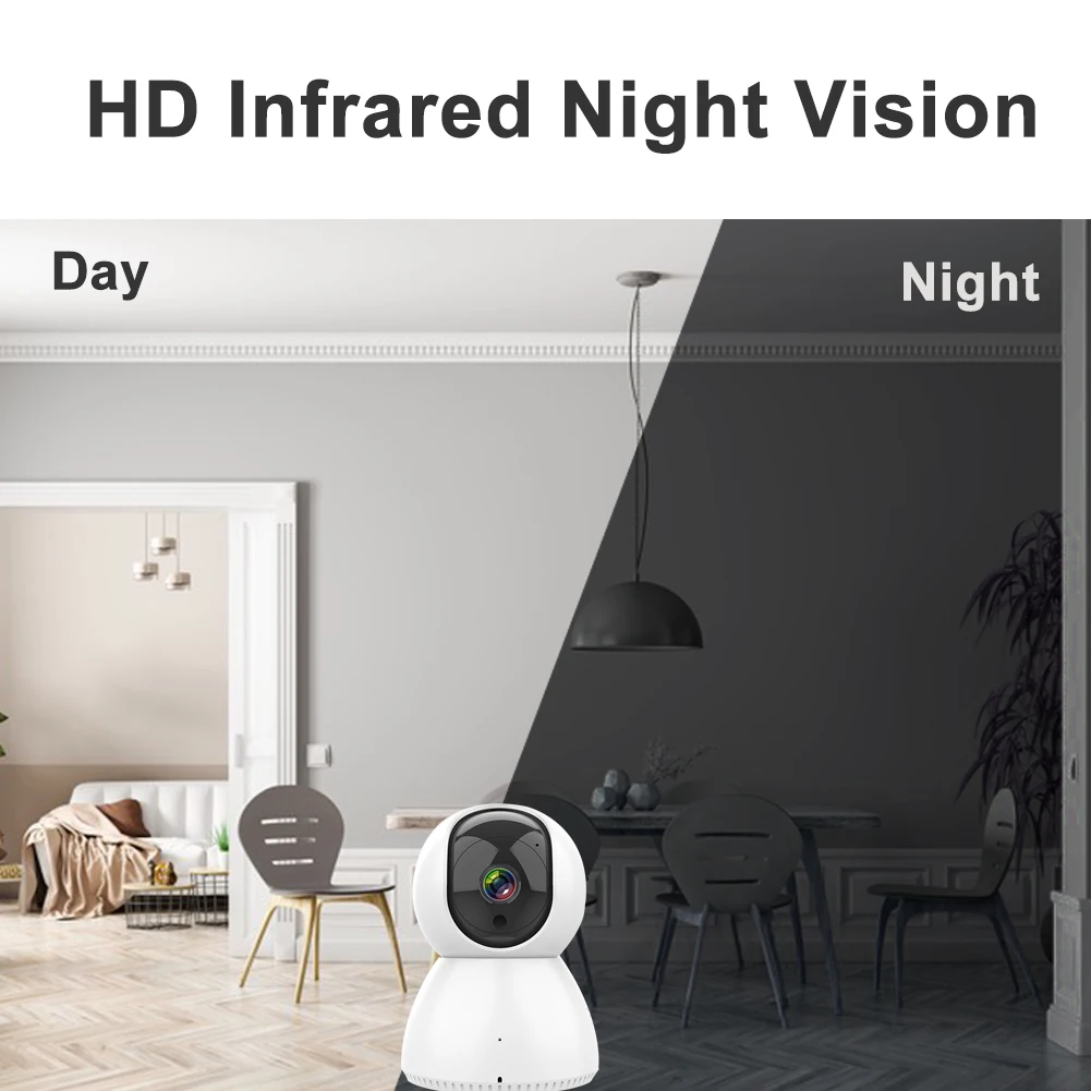 Smart Camera 1080P 360 Angle WiFi Night Vision Webcam Video IP Camera Baby Security Monitor AI Auto Tracking Smartlife APP Security Camera Wireless Baby Monitor Video Baby Monitor