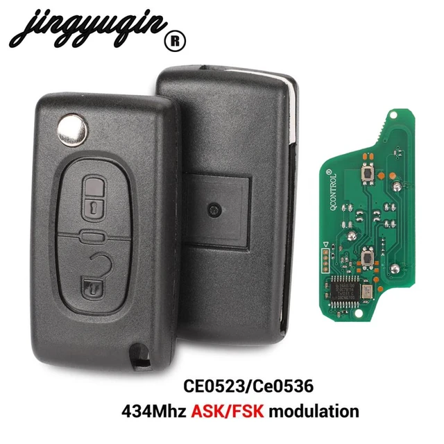 Jingyuqin-Clé télécommande à 2 boutons, 433MHz, transpondeur PCF7961/41  ASK/FSK CE0536/CE0523, pour voiture KIT 207, 307, 308, 3008, HU83 VA2 -  AliExpress