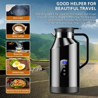 Bouilloire électrique de voiture 12V/24V 1200ML et 1500ML, affichage numérique, bouilloire électrique de voiture en acier inoxydable, tasse pour faire bouillir l'eau, pour les voyages 2