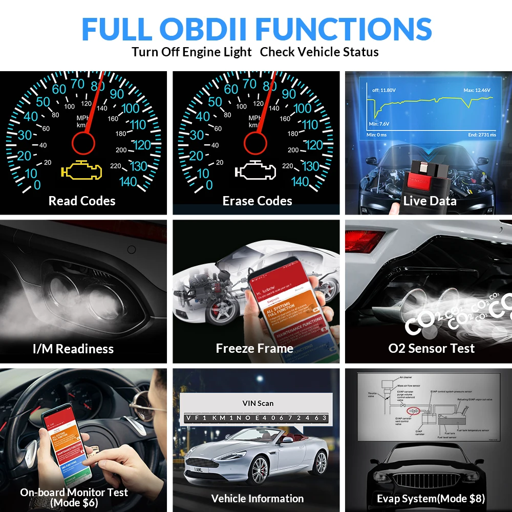 THINKCAR Thinkdiag OBD2 Scanner Full software 2 years free full system Bluetooth 16 reset service Code Reader