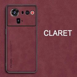 Premium Shockproof Matte Leather Phone Case with Soft Back Cover for ZTE nubia Z80 Ultra (Wine red)